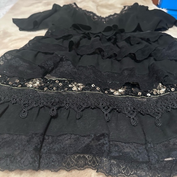 Free people capelet tiered mini dress in black 2 - Picture 8 of 8